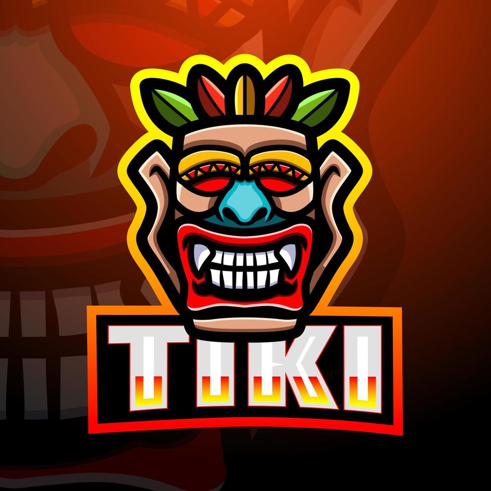 Tiki mask mascot esport logo design vector