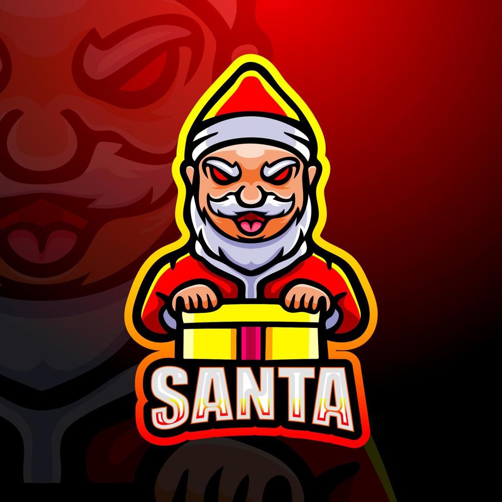 diseño de logotipo de esport de mascota de santa claus vector