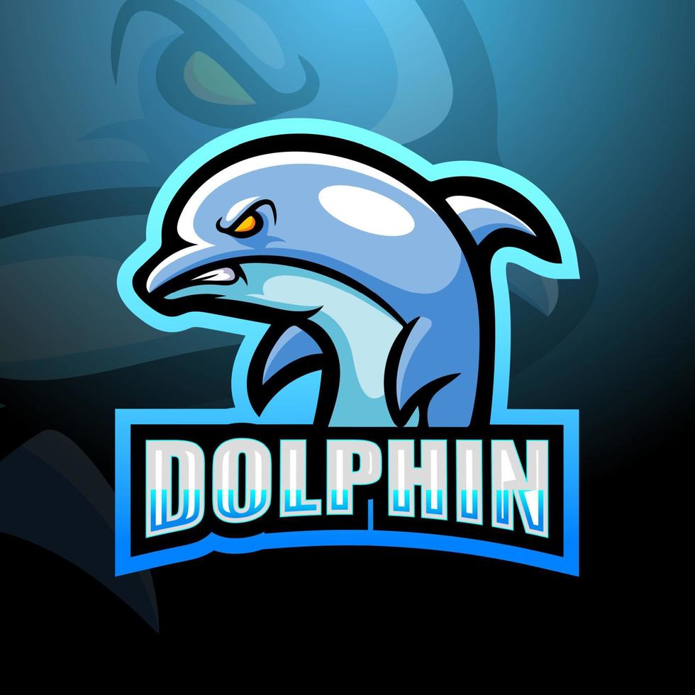 Dolphin mascot esport logo design vector