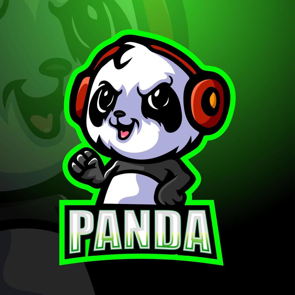 Gamer panda mascot esport logo design vector