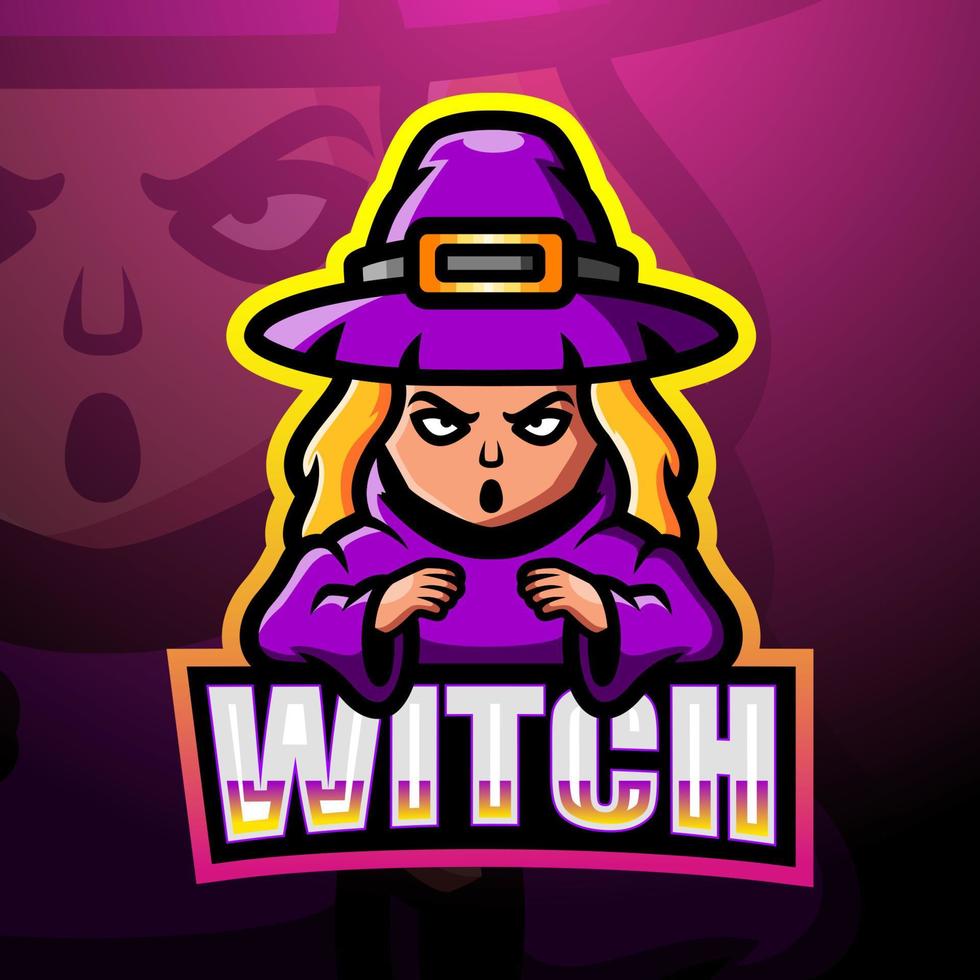 Witch mascot esport logo design vector
