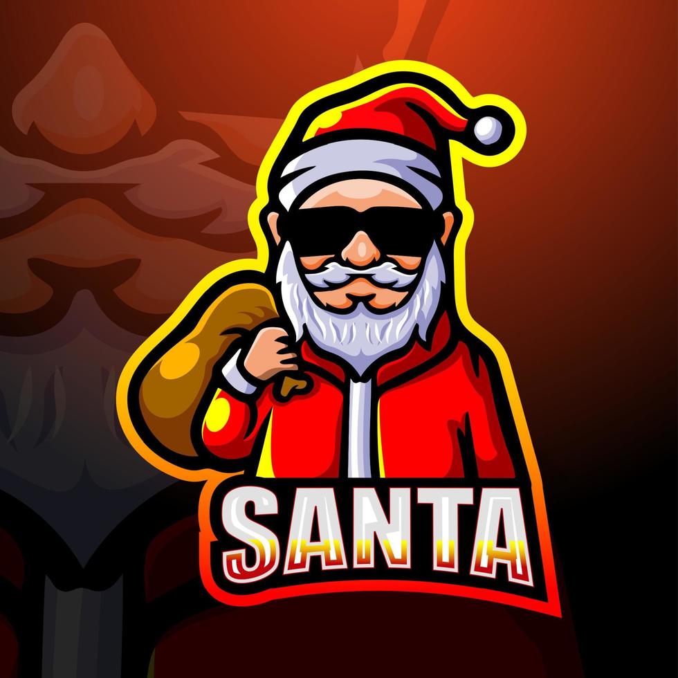 diseño de logotipo de esport de mascota de santa claus vector