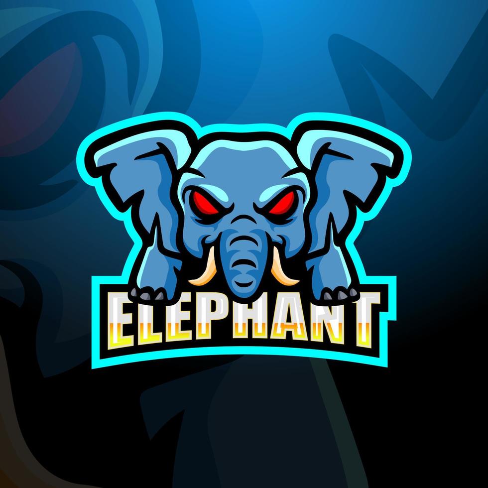 Elephant mascot esport logo design vector