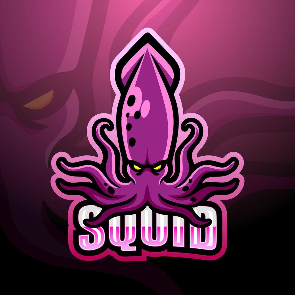 diseño de logotipo de esport de mascota de calamar vector