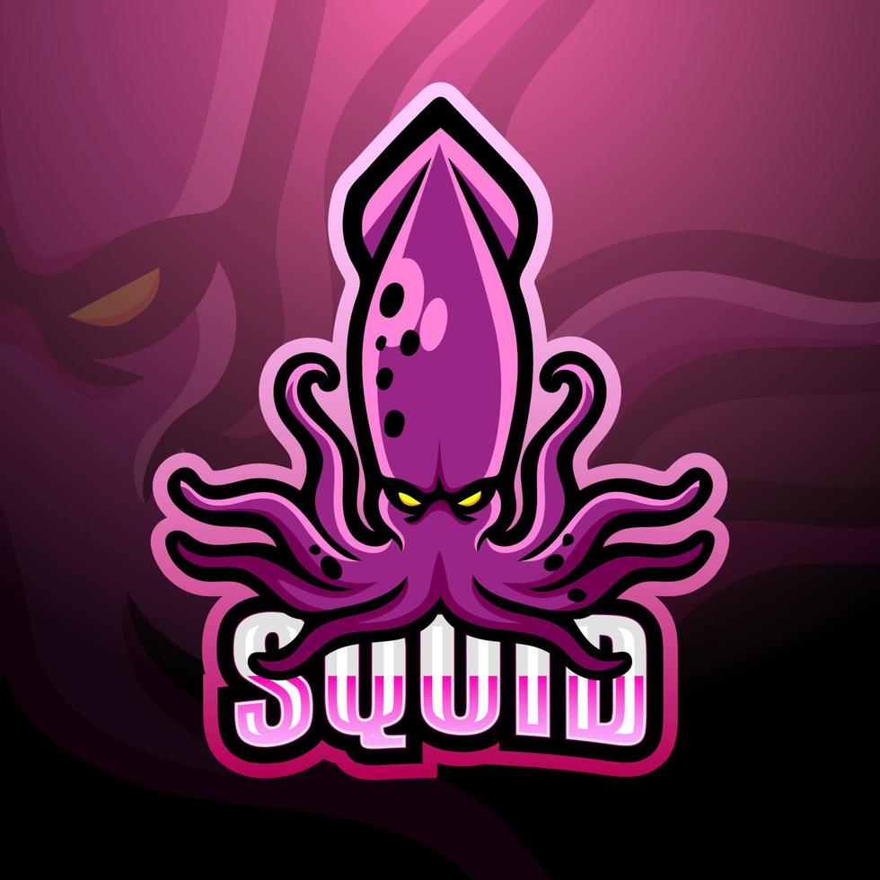 Squid mascot esport logo design vector
