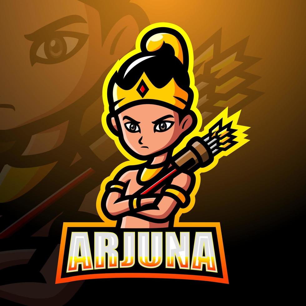 diseño del logotipo de esport de la mascota de arjuna vector