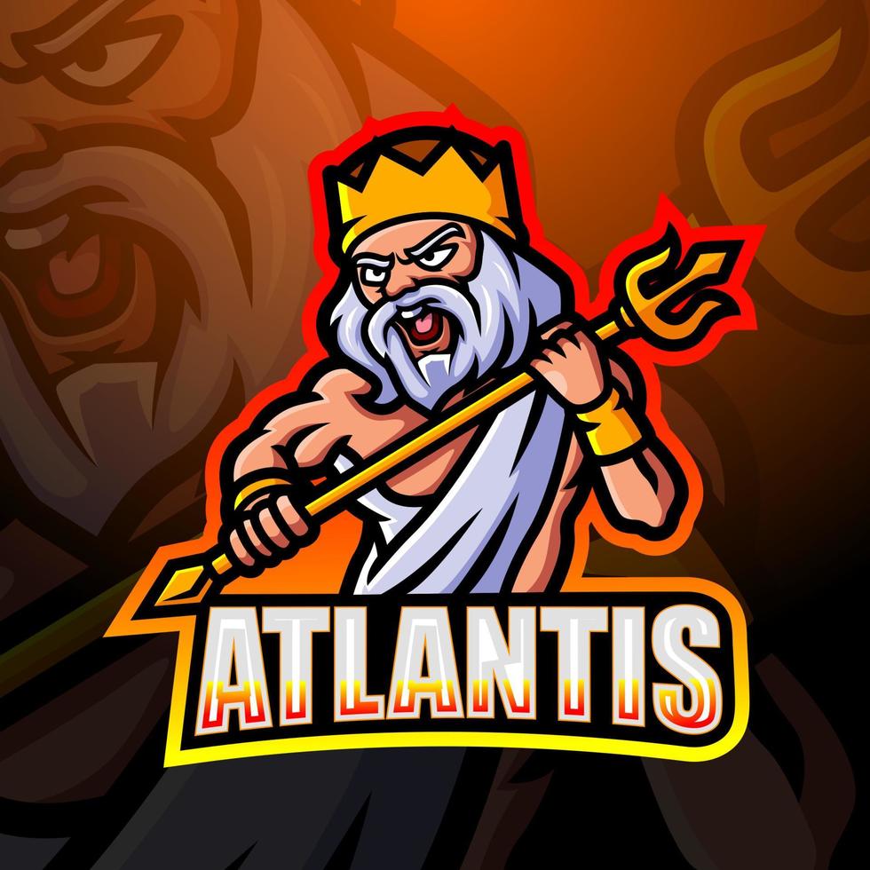Atlantis mascot esport logo design vector