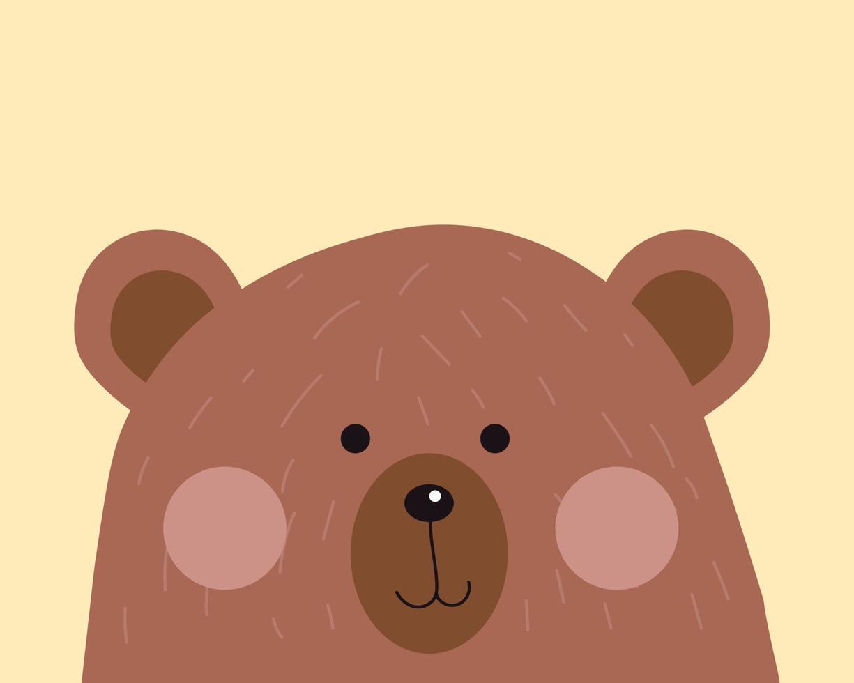 el oso kawaii te está mirando con una sonrisa feliz. vector