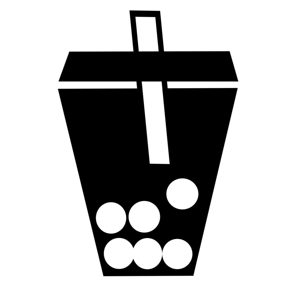 Simple flat drawn doodle art bubble milk tea. vector