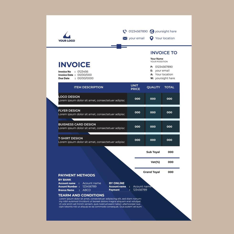 Invoice design template pro vector download