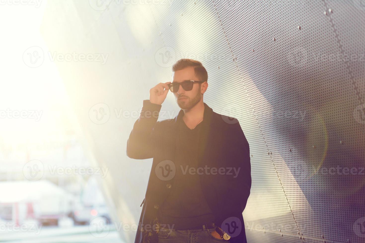 american man with sunglasses photo