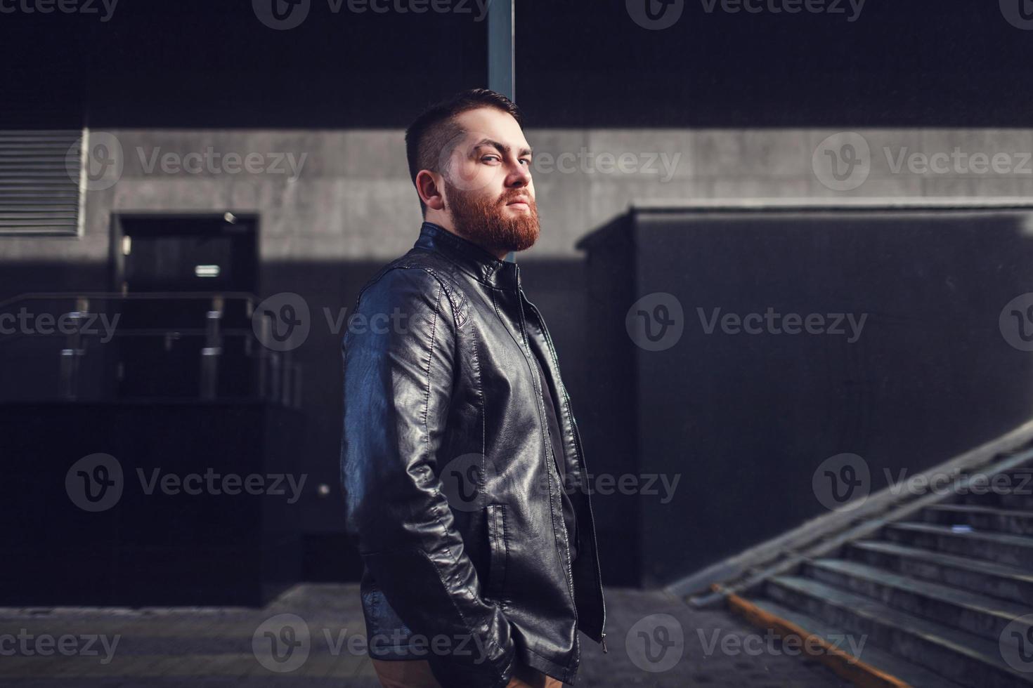 man in a leather jacket photo