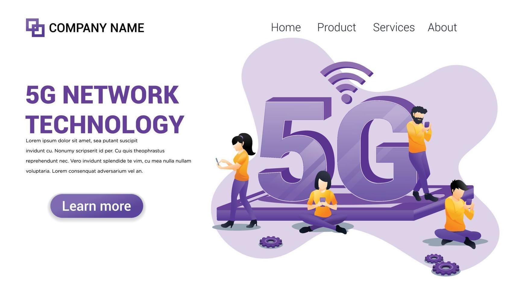 5G network technology Illustration for Web, web interface, website, web graphic Template vector fully editable Design