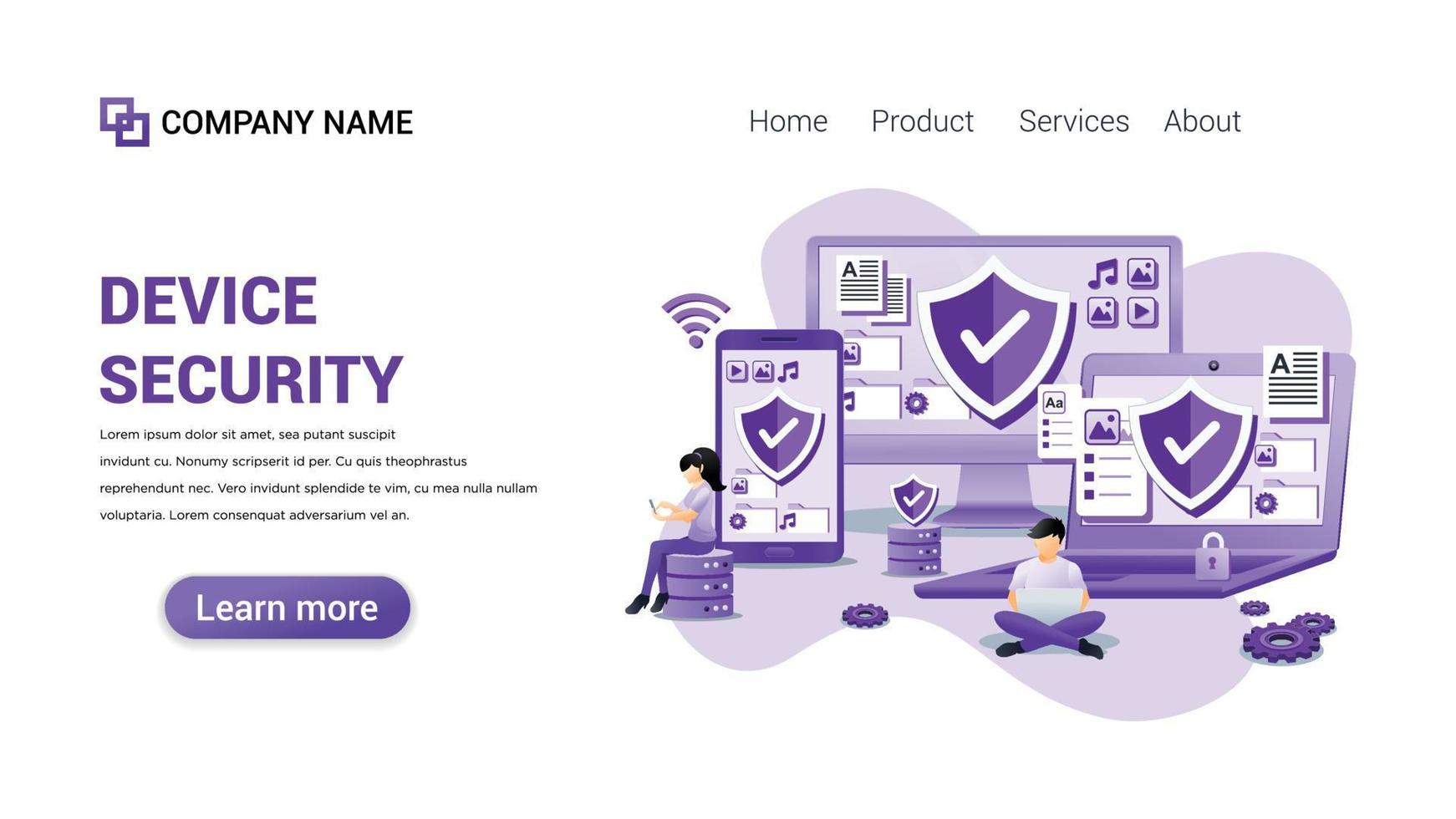 Device security Illustration for Web, web interface, website, web graphic Template vector fully editable Design