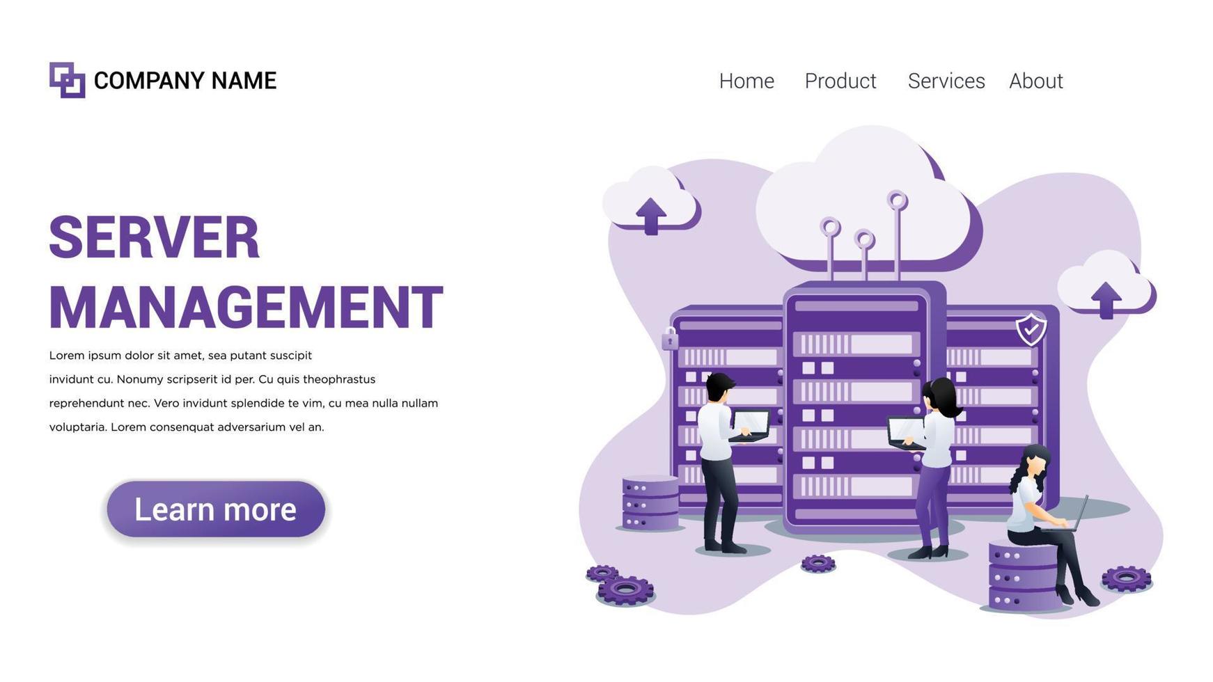 Server management Illustration for Web, web interface, website, web graphic Template vector fully editable Design