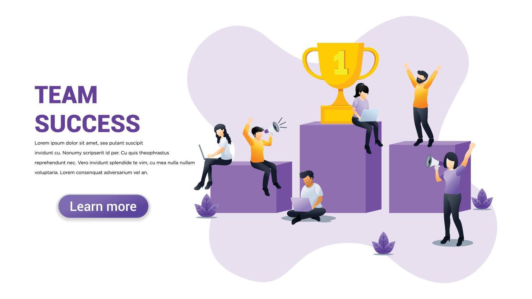 Team success Illustration for Web, web interface, website, web graphic Template vector fully editable Design