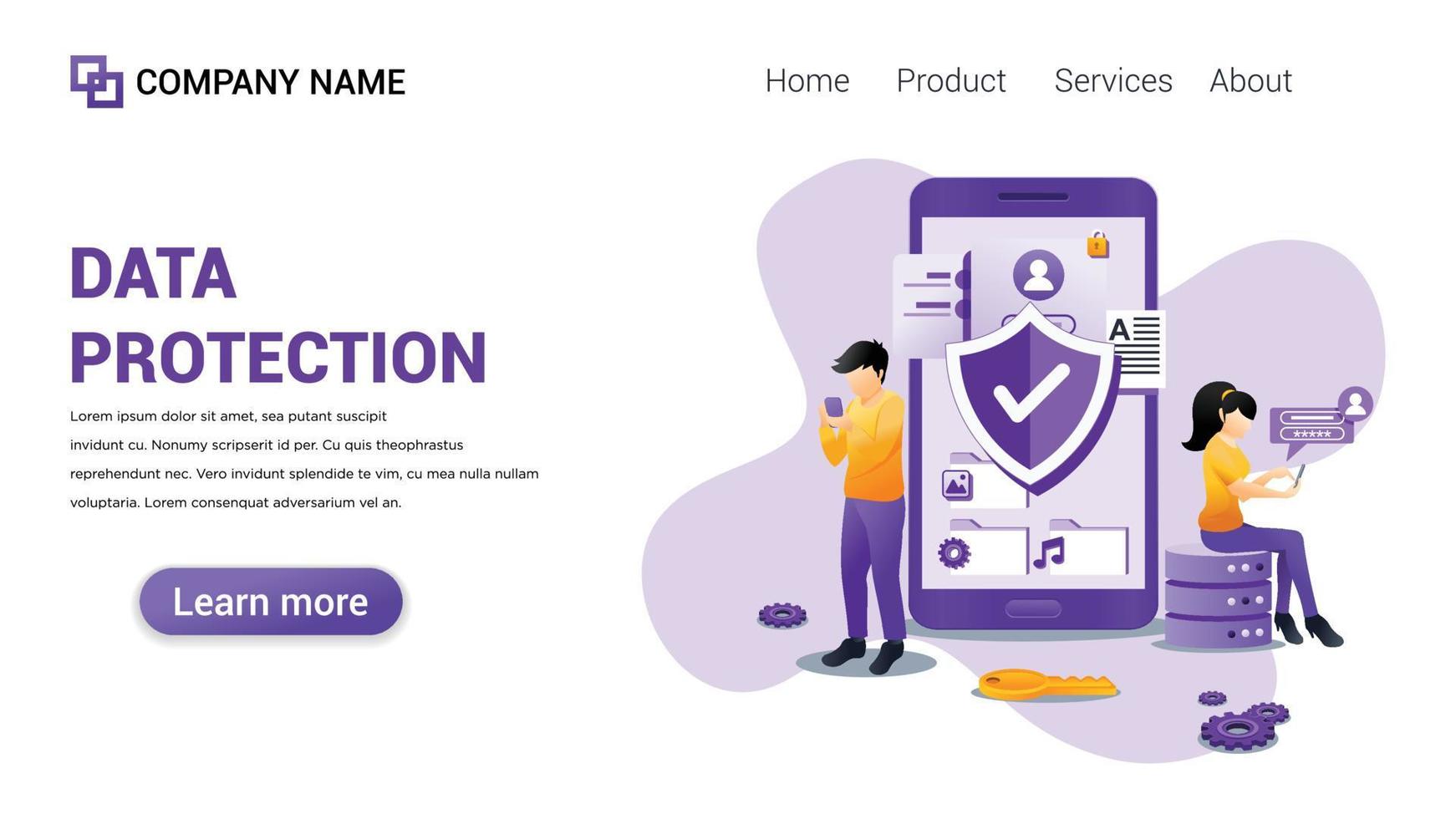 Data protection Illustration for Web, web interface, website, web graphic Template vector fully editable Design