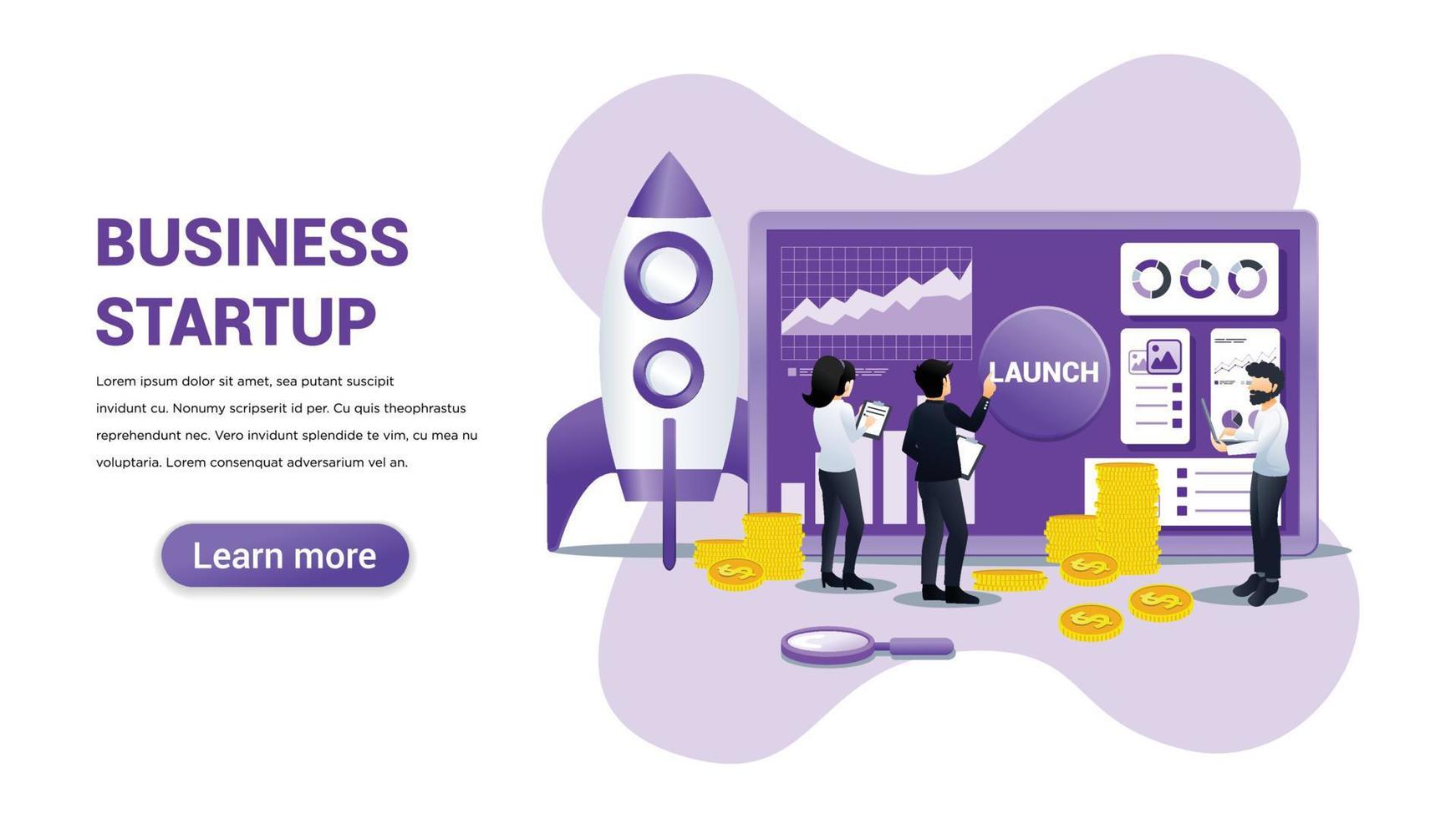 Business startup Illustration for Web, web interface, website, web graphic Template vector fully editable Design