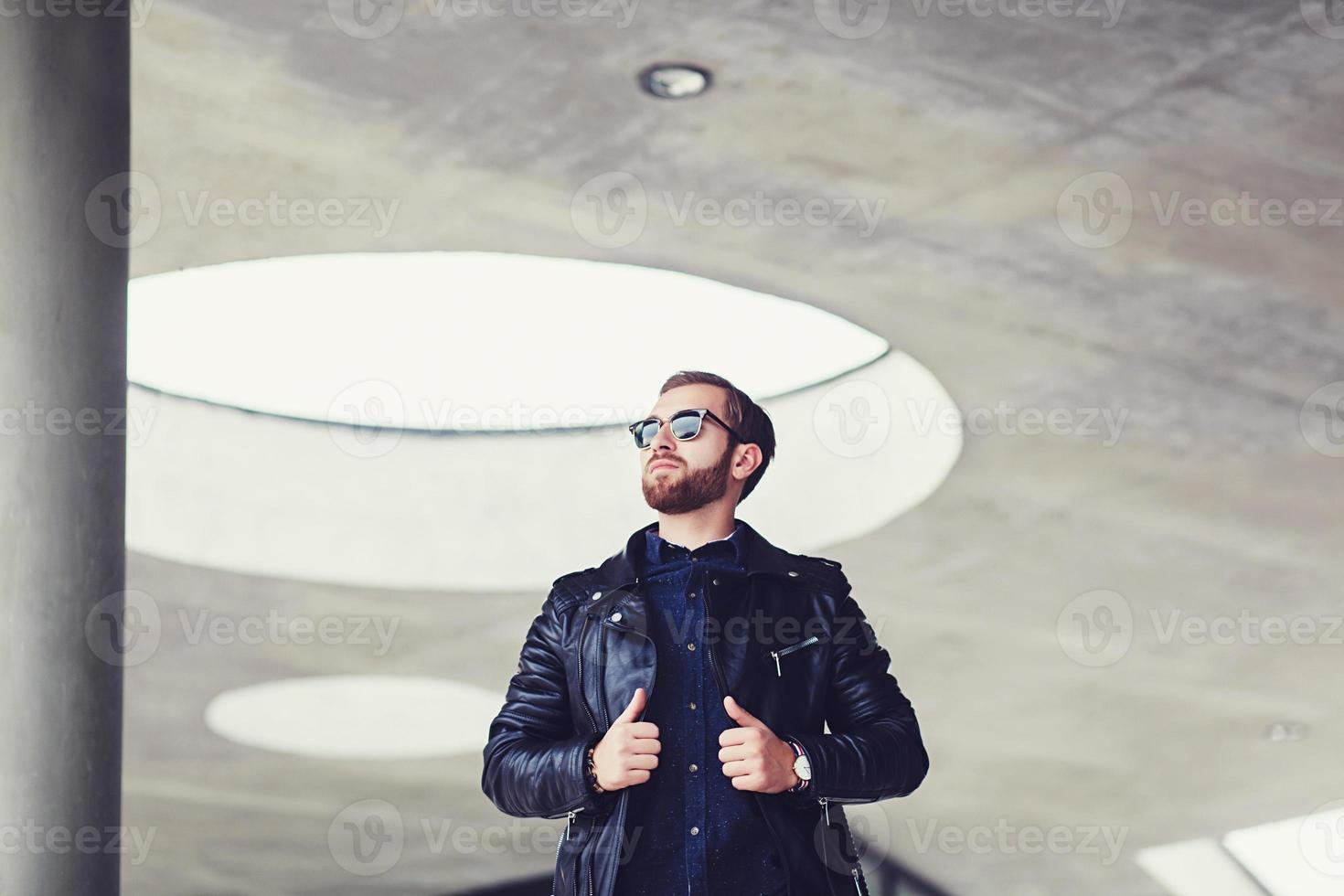 stylish man in a leather jacket photo