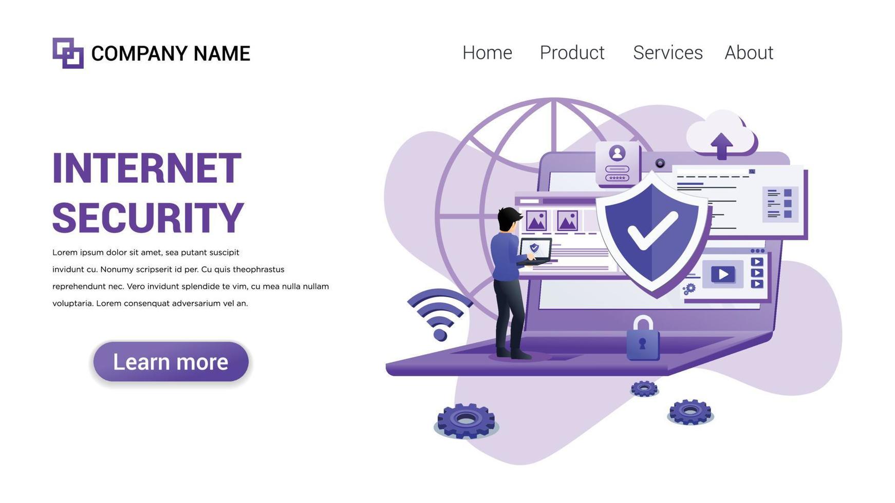 internet security Illustration for Web, web interface, website, web graphic Template vector fully editable Design