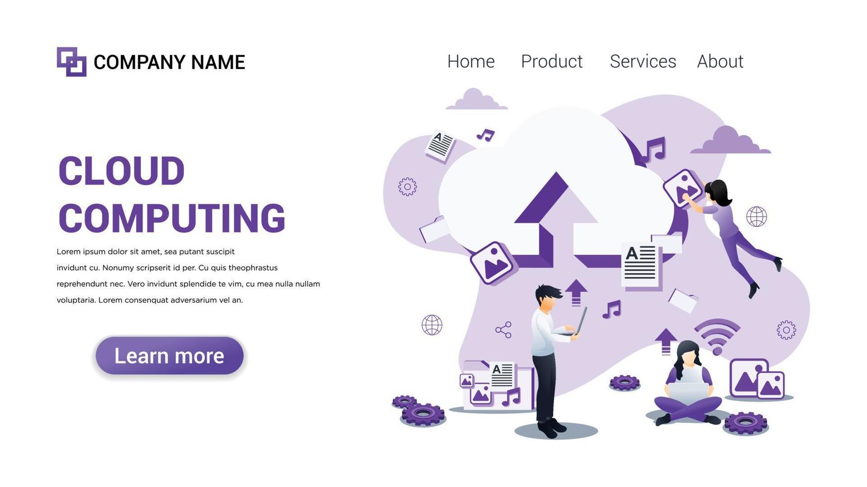 Cloud computing Illustration for Web, web interface, website, web graphic Template vector fully editable Design