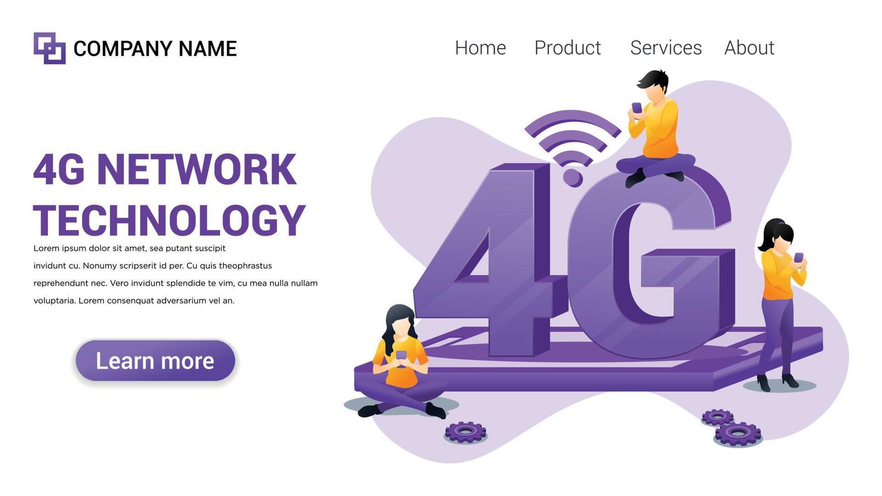 4G network technology Illustration for Web, web interface, website, web graphic Template vector fully editable Design