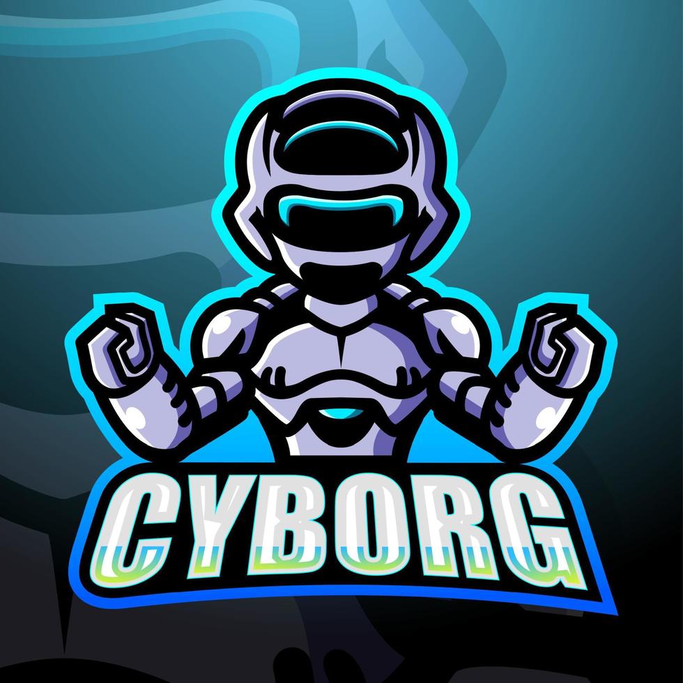 Cyborg mascot esport logo design vector