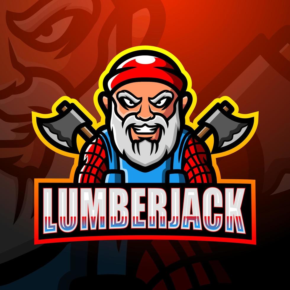 Lumberjack mascot esport logo design vector