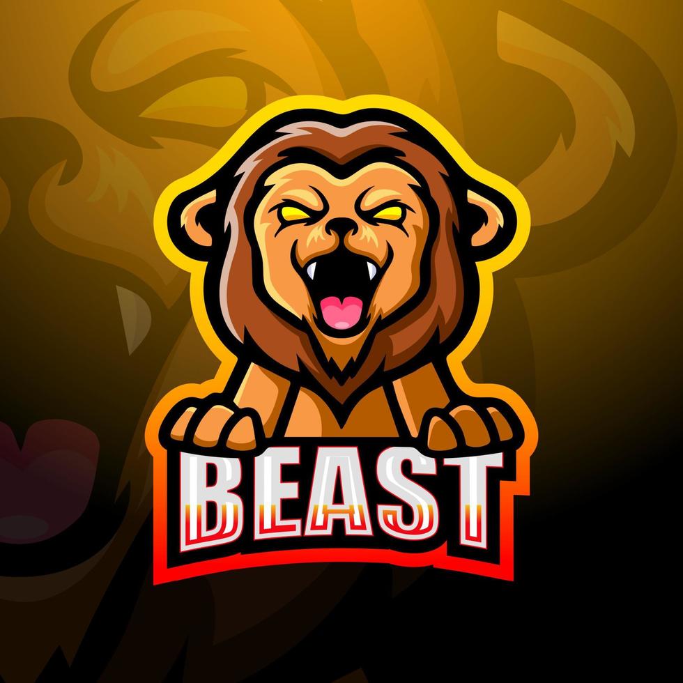 Lion mascot esport logo design vector