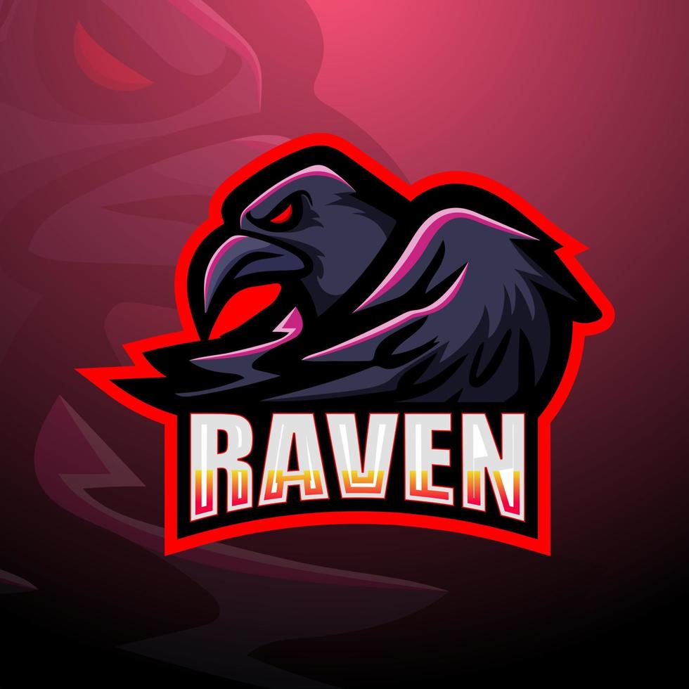 diseño de logotipo de mascota raven esport vector