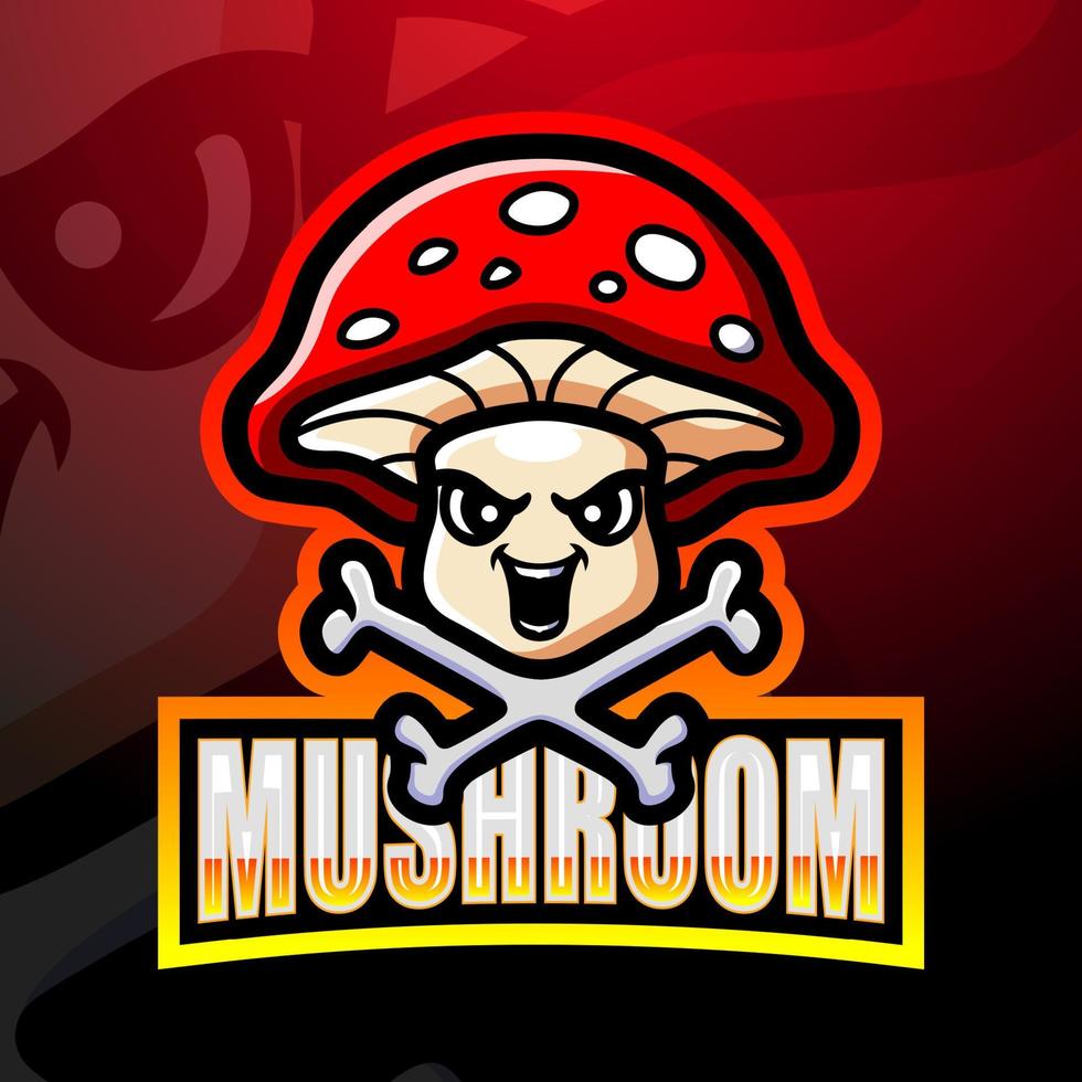 Mushroom mascot esport logo design vector