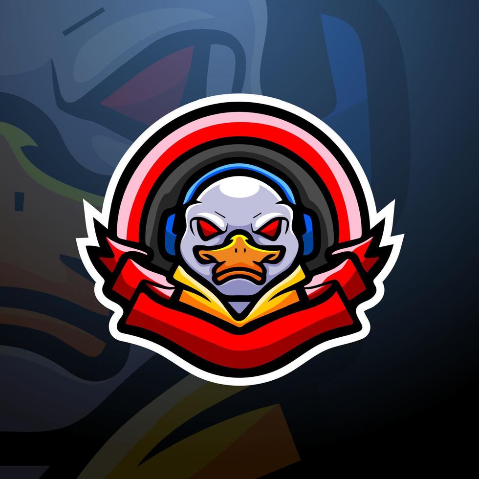 diseño de logotipo de esport de mascota de juego de pato vector