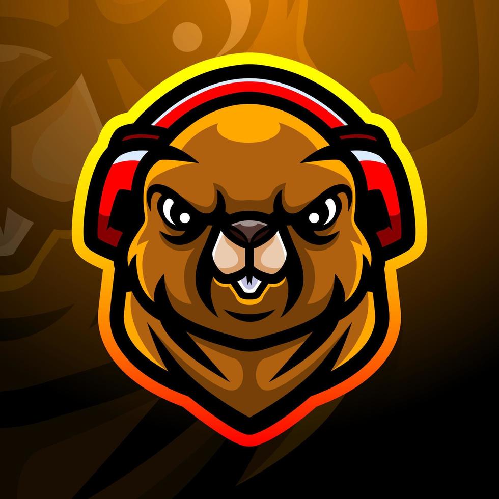 Beaver mascot esport logo design vector