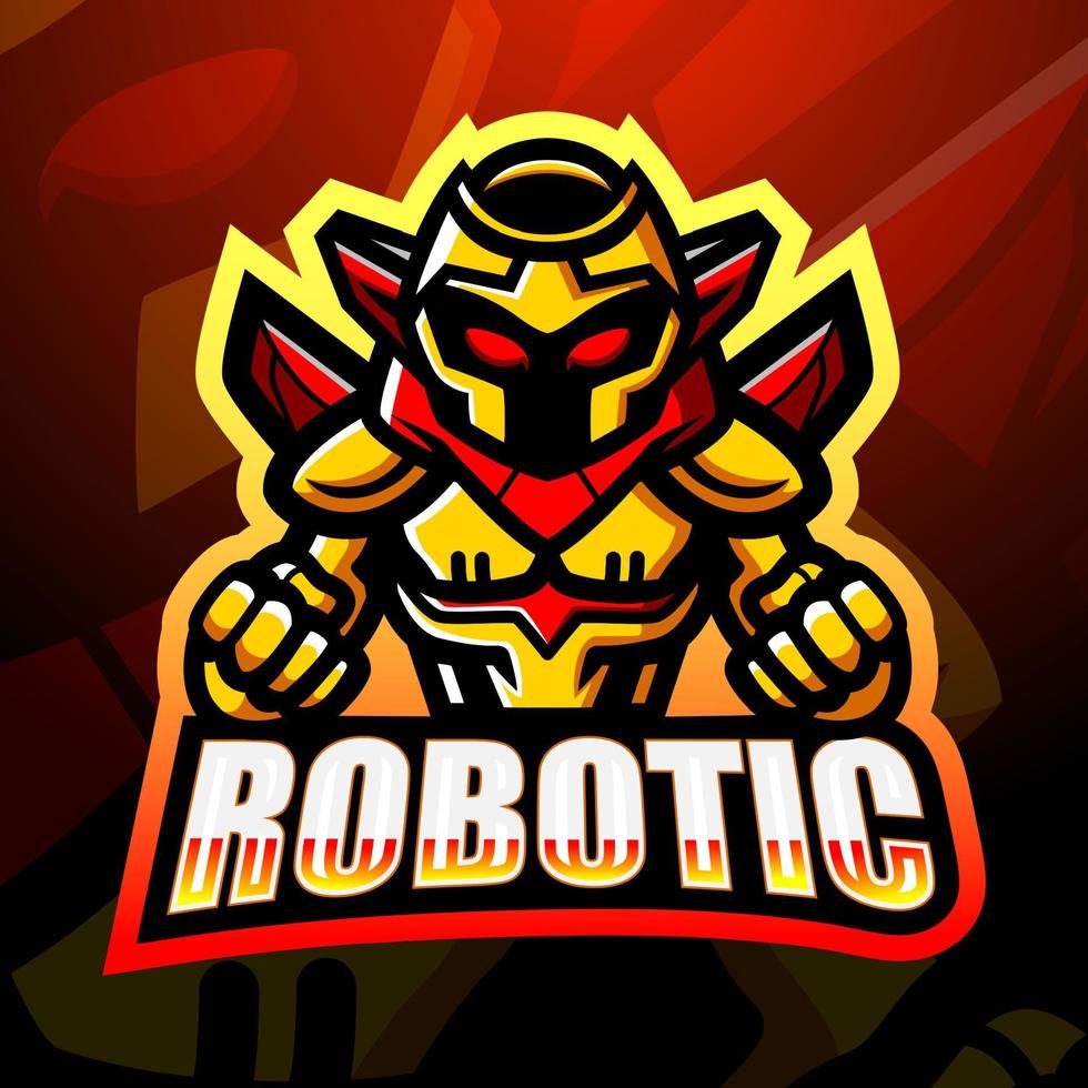 Robotic mascot esport logo design vector