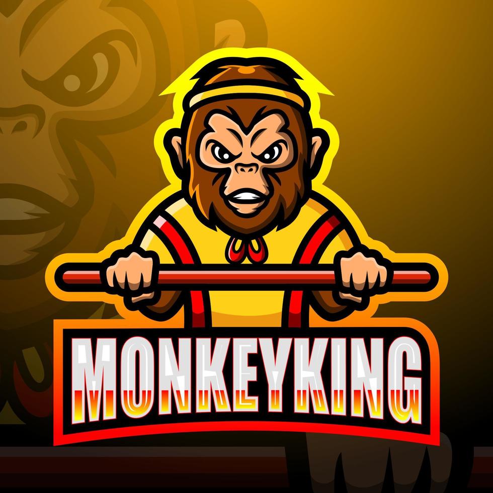 Monkey king mascot esport logo design vector