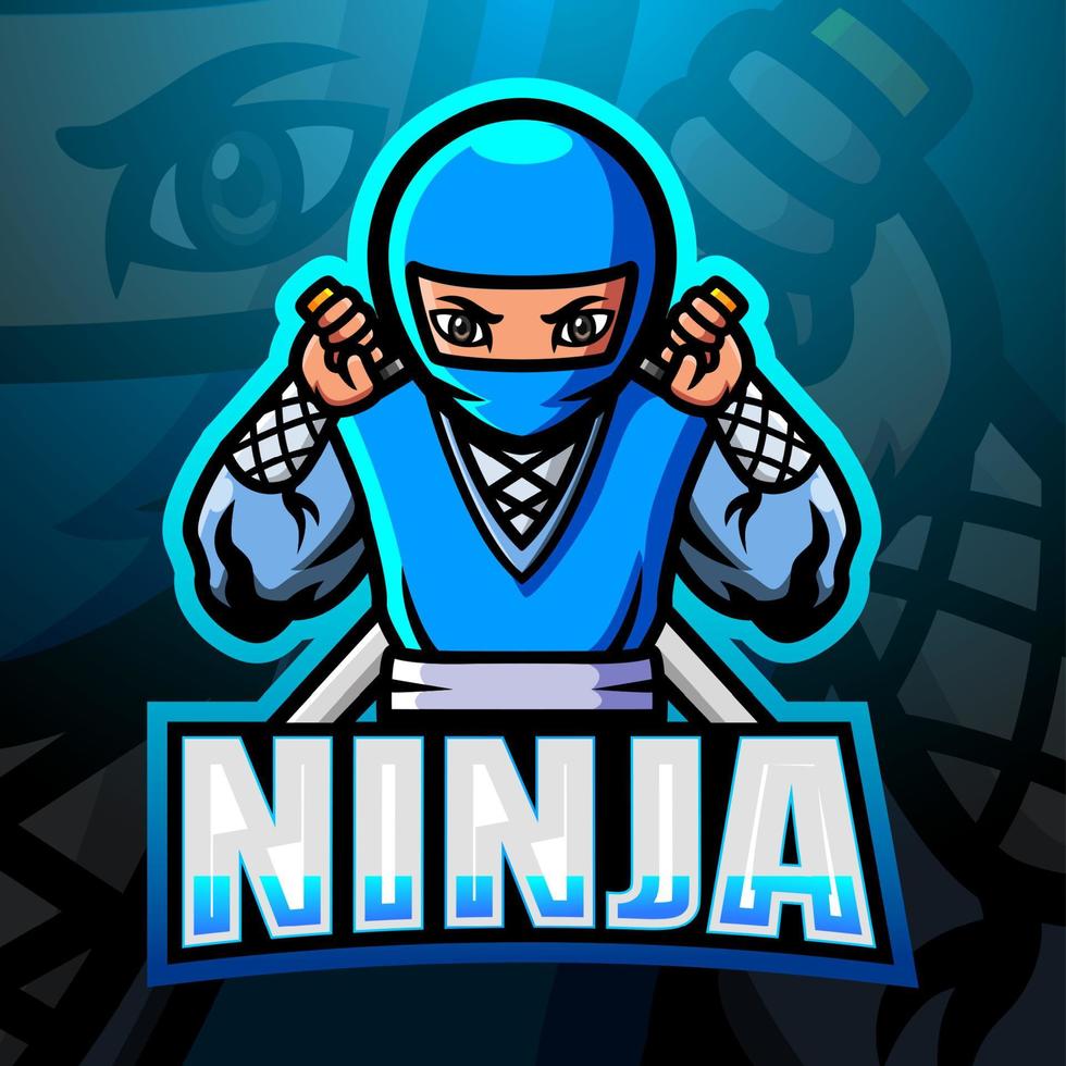 Ninja mascot esport logo design vector