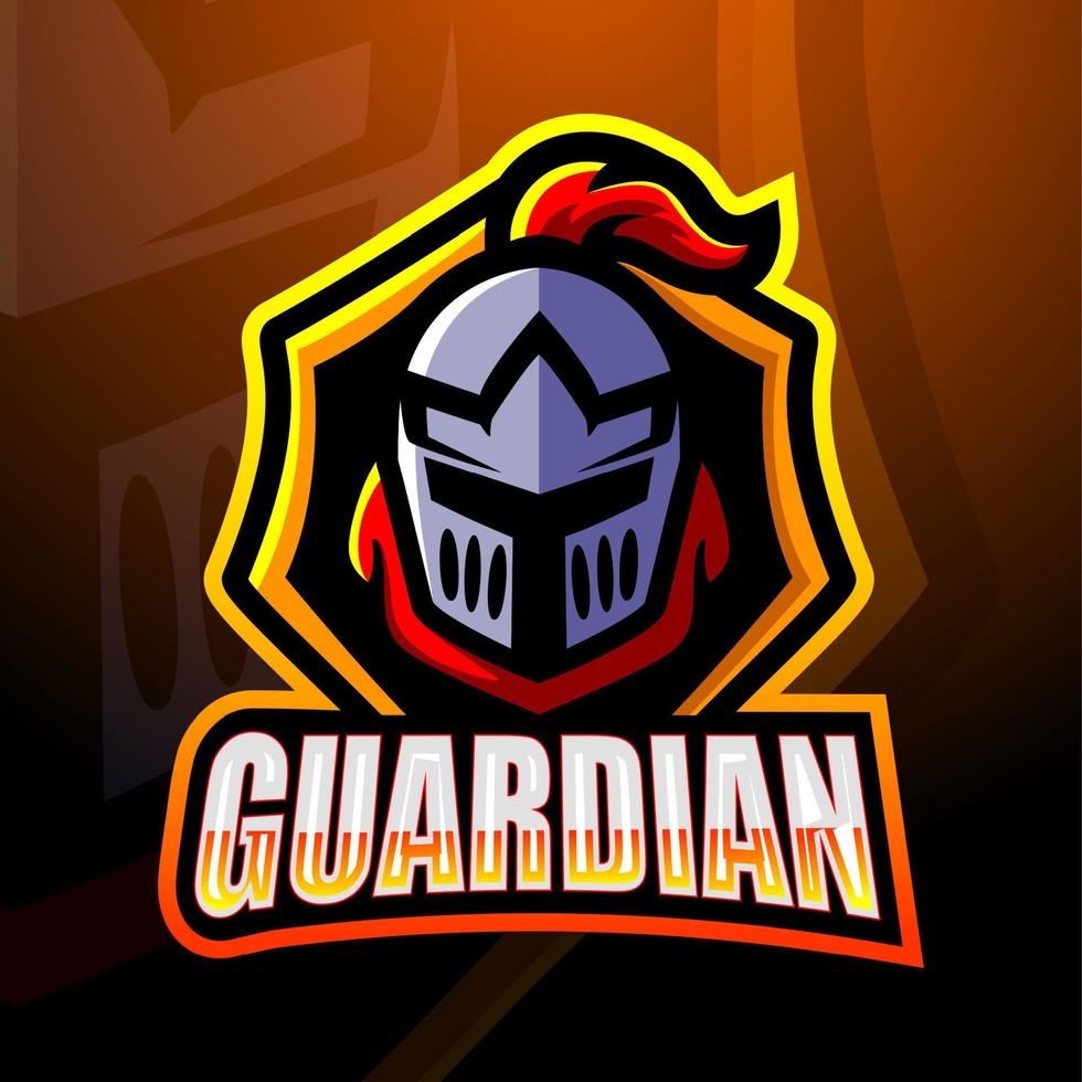 diseño de logotipo de esport de mascota de cabeza de guardián vector