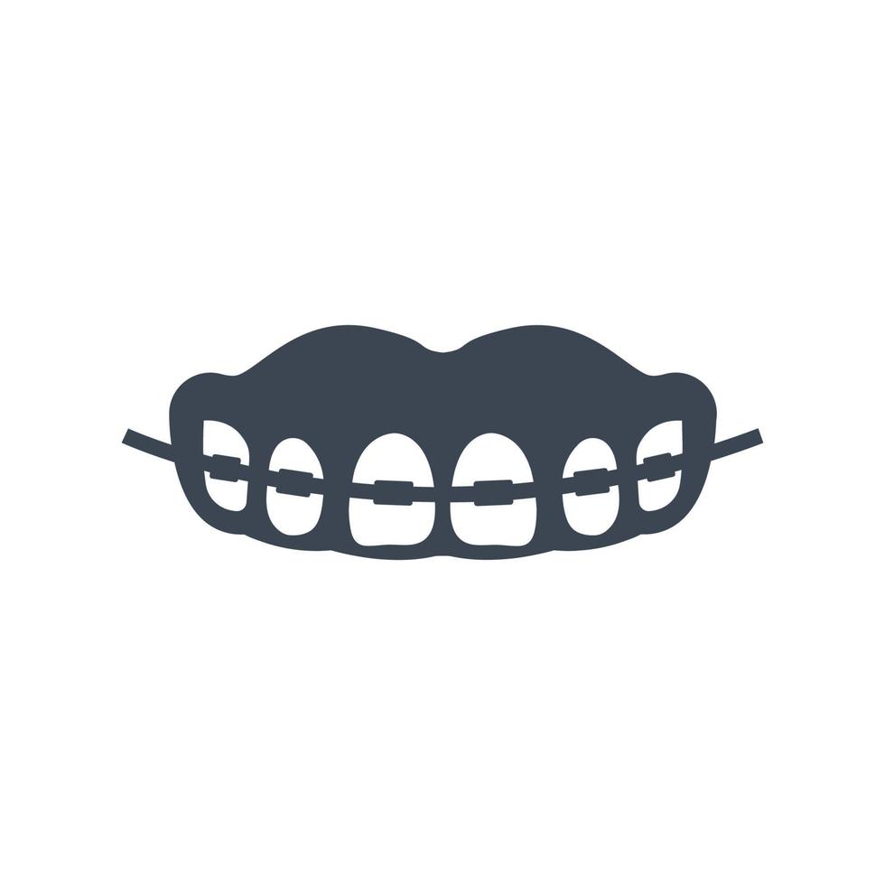 Teeth braces icon, orthodontic symbol vector