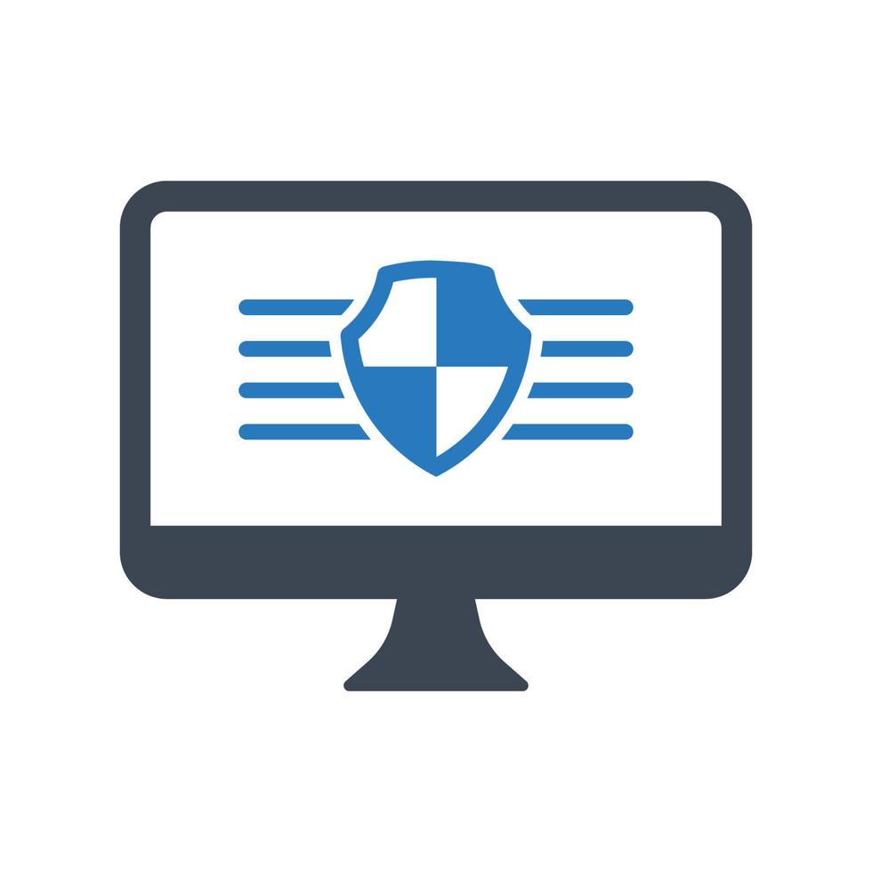 Secure computer icon on white background vector