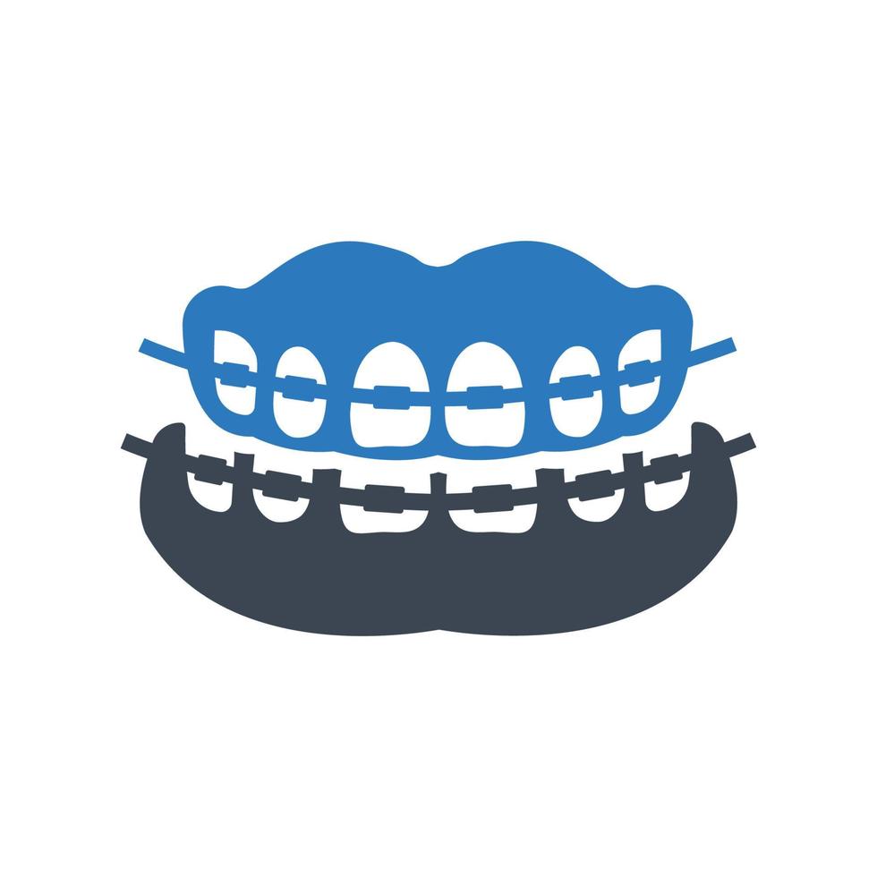Tooth brace icon, orthodontics symbol vector