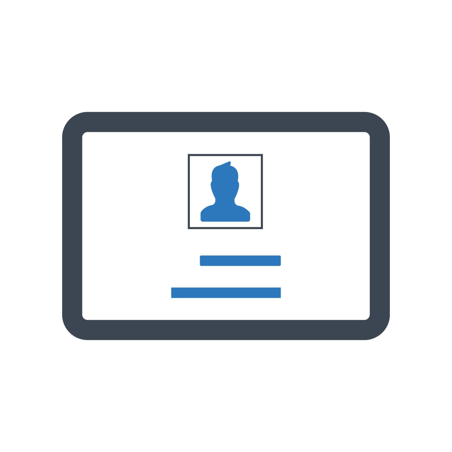 Id card icon, pass card symbol for your web site , logo, app, UI design