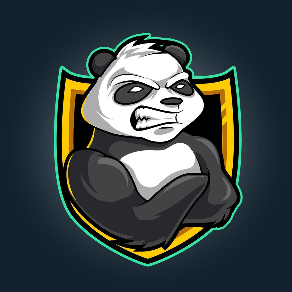 logotipo de mascota de juego panda aislado vector