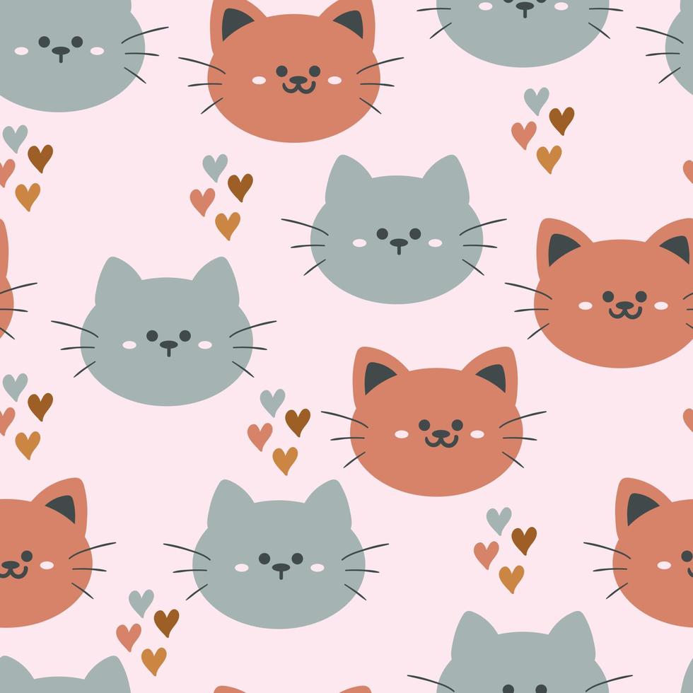 gato de dibujos animados de dibujo a mano de patrones sin fisuras. para papel pintado infantil, estampado de tela, textil, papel de regalo vector