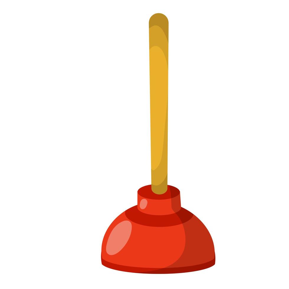 Red Plunger. Plumber tool. Drain cleaner isolated on white vector