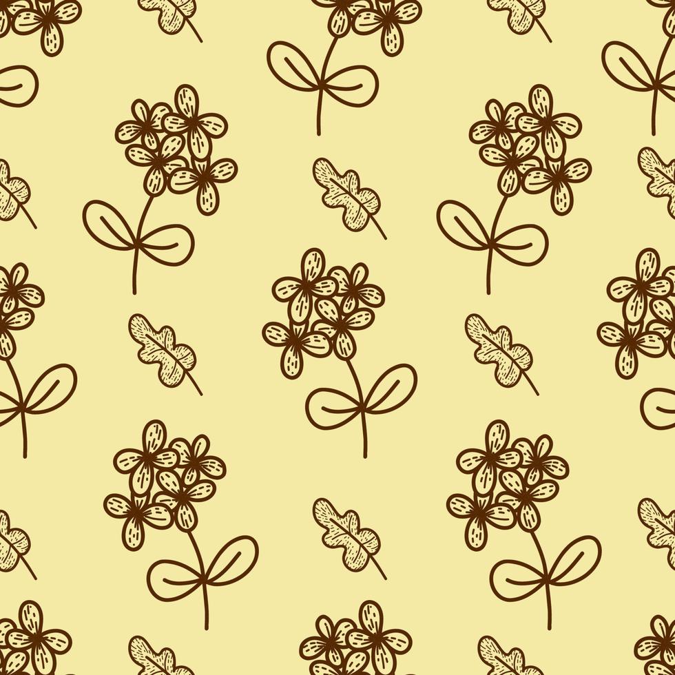 Fondo de patrón transparente floral orgánico vectorial, motivo botánico, patrón de garabatos a mano alzada. vector