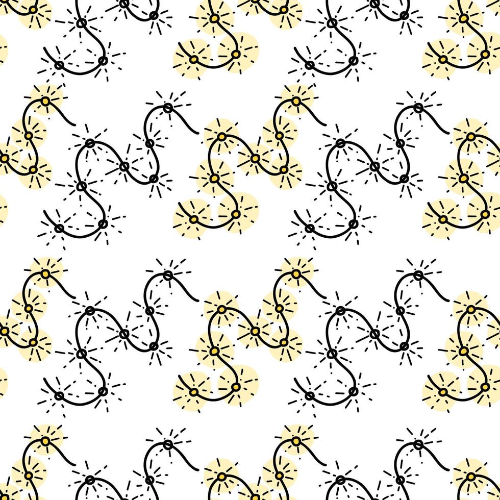 Seamless vector pattern with garland light in doodle style
