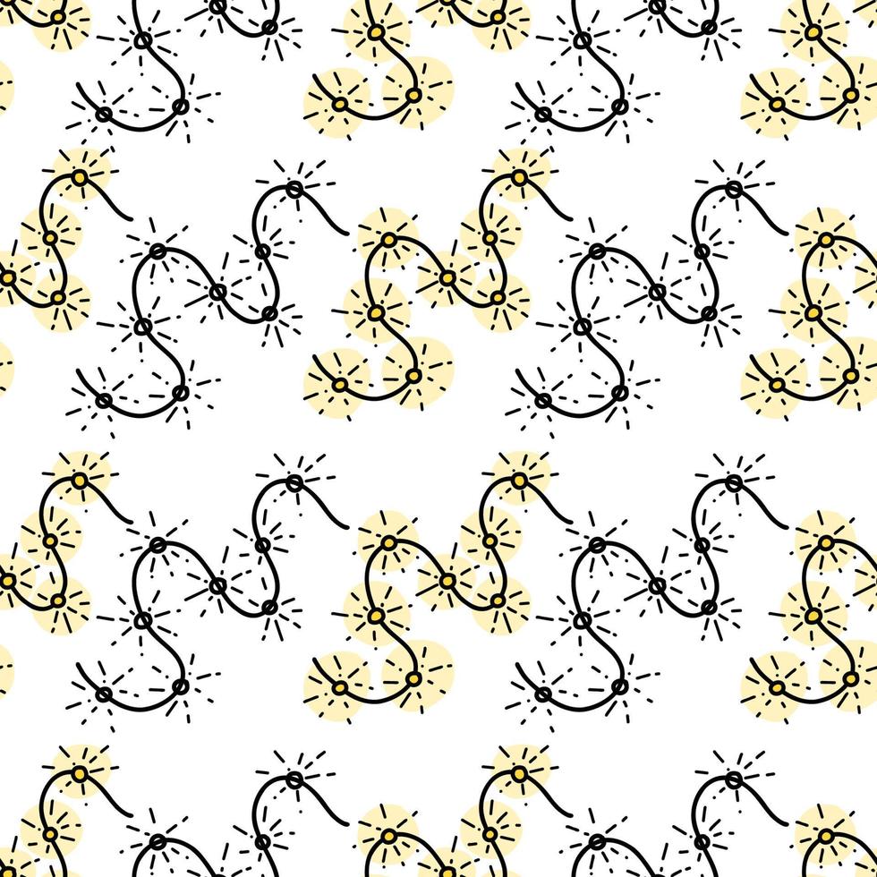 Seamless vector pattern with garland light in doodle style