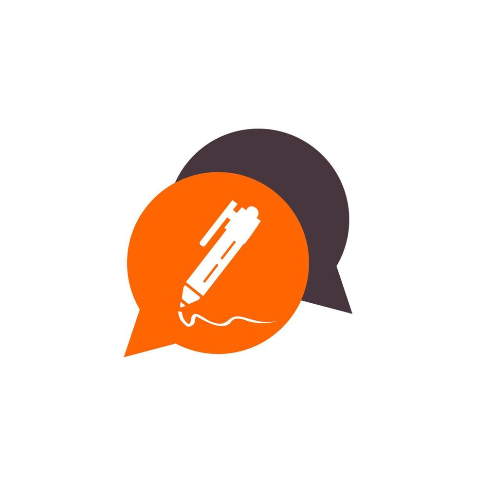simple dialogue pen button icon and logo vector