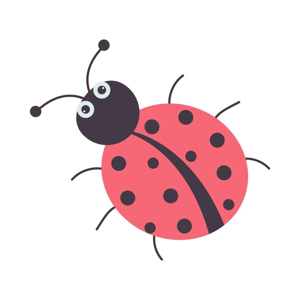 Cute cartoon ladybug. Beetle with polka dots. Funny little ladybird. vector