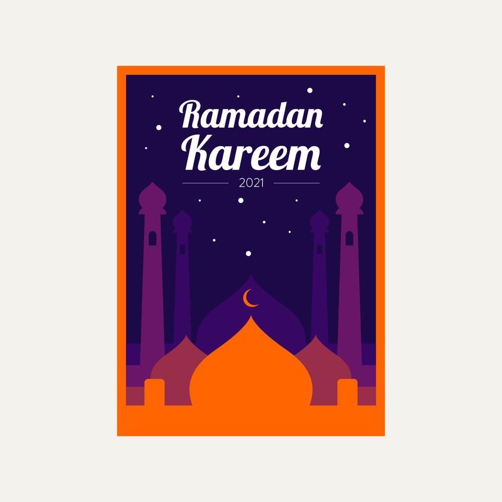 ramadan kareem illustration simple flat poster vector